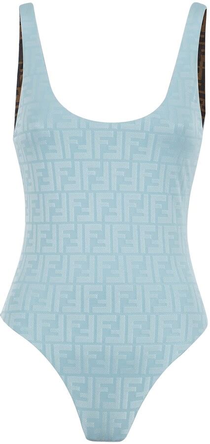 fendi women's white wavy logo print swimsuit|fendi one piece swimsuits.